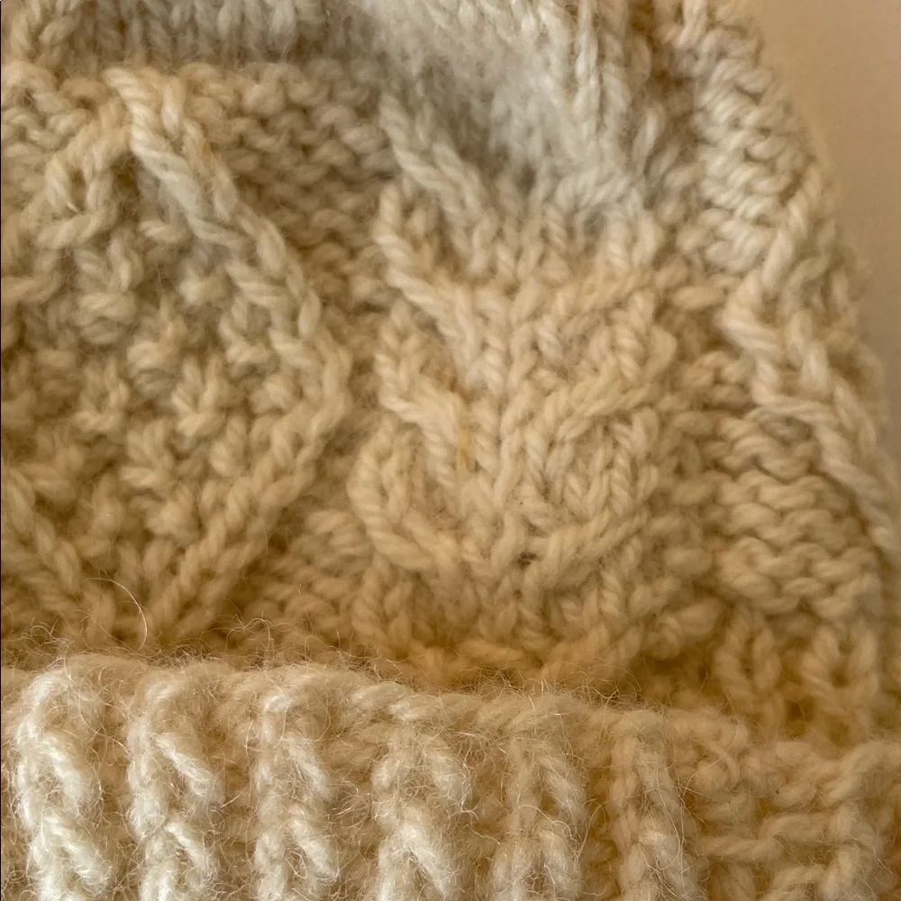 Vintage Cozy Cream Knit Hat and Mittens Set for Kids
